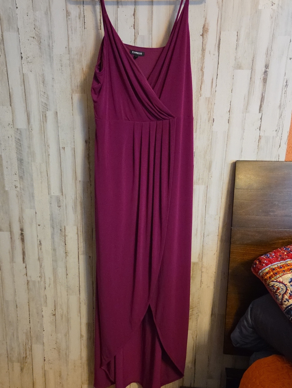 Express Magenta Sleeveless Wrap-Style Maxi Dress